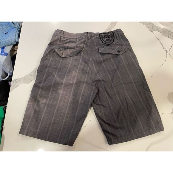Fox Racing Plaid Check Black Grey Shorts Sz 32 - Picture 4 of 9